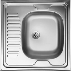 Кухонна мийка накладна 500*600 полірована 190/0,5 права